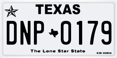 TX license plate DNP0179