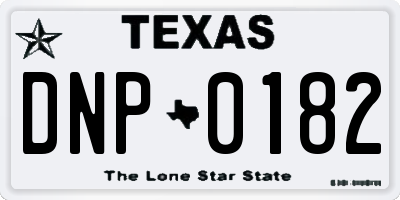 TX license plate DNP0182
