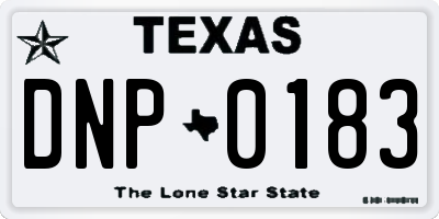 TX license plate DNP0183