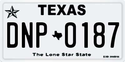 TX license plate DNP0187