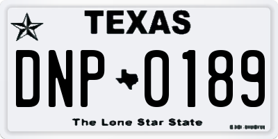 TX license plate DNP0189