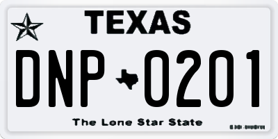 TX license plate DNP0201