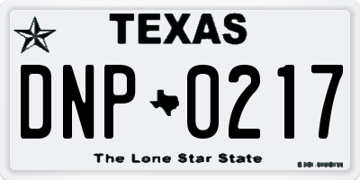 TX license plate DNP0217