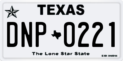 TX license plate DNP0221