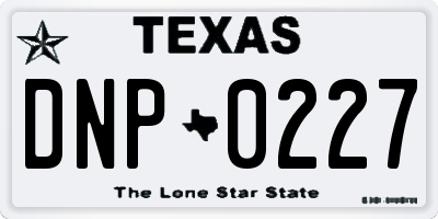 TX license plate DNP0227