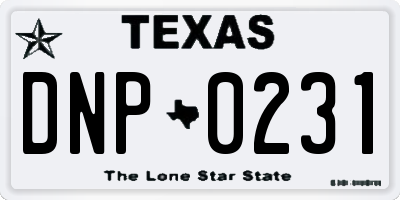 TX license plate DNP0231