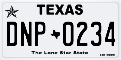 TX license plate DNP0234