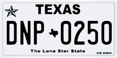 TX license plate DNP0250