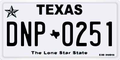 TX license plate DNP0251