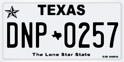 TX license plate DNP0257