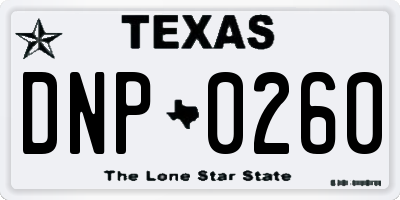 TX license plate DNP0260