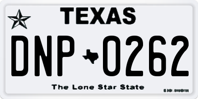 TX license plate DNP0262