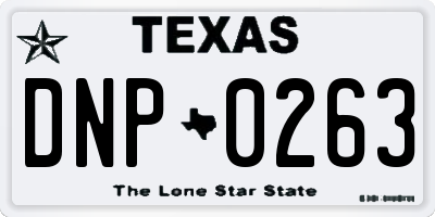 TX license plate DNP0263