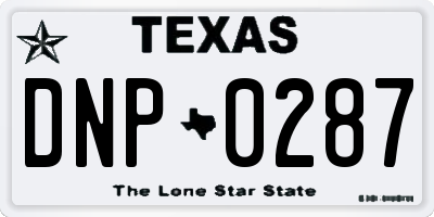 TX license plate DNP0287