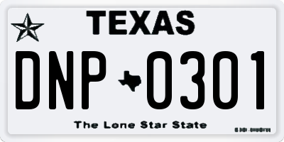 TX license plate DNP0301