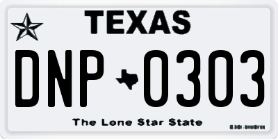 TX license plate DNP0303