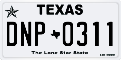 TX license plate DNP0311