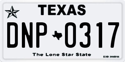 TX license plate DNP0317