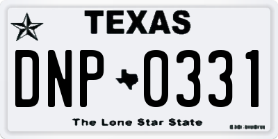 TX license plate DNP0331