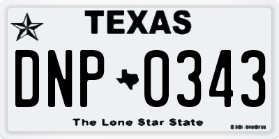 TX license plate DNP0343