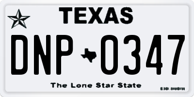 TX license plate DNP0347