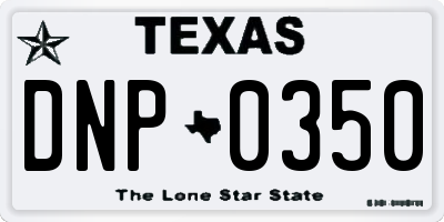 TX license plate DNP0350