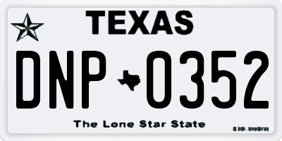 TX license plate DNP0352