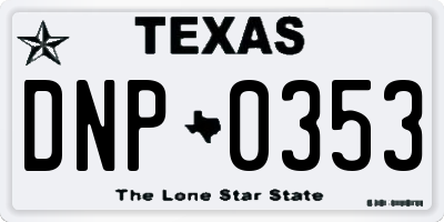 TX license plate DNP0353