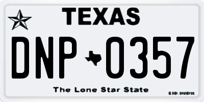 TX license plate DNP0357