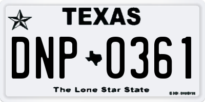 TX license plate DNP0361