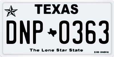 TX license plate DNP0363