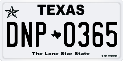 TX license plate DNP0365