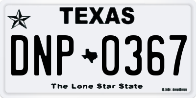 TX license plate DNP0367