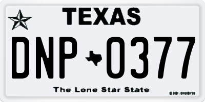 TX license plate DNP0377