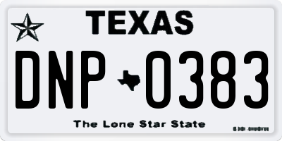 TX license plate DNP0383