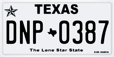 TX license plate DNP0387