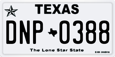 TX license plate DNP0388