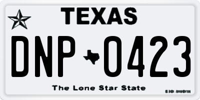 TX license plate DNP0423