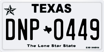 TX license plate DNP0449