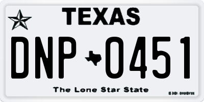 TX license plate DNP0451
