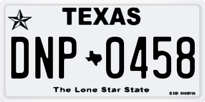 TX license plate DNP0458