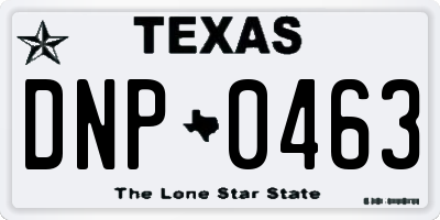 TX license plate DNP0463