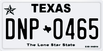 TX license plate DNP0465