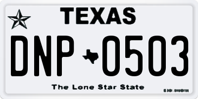 TX license plate DNP0503