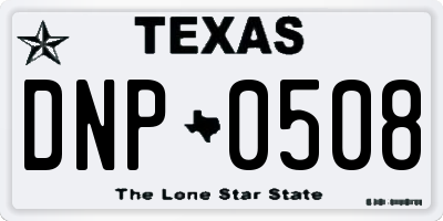 TX license plate DNP0508