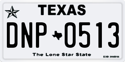TX license plate DNP0513