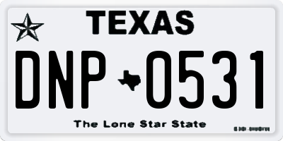 TX license plate DNP0531