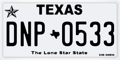 TX license plate DNP0533