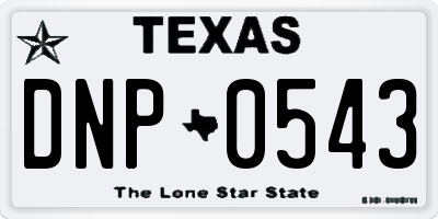 TX license plate DNP0543