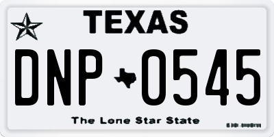 TX license plate DNP0545